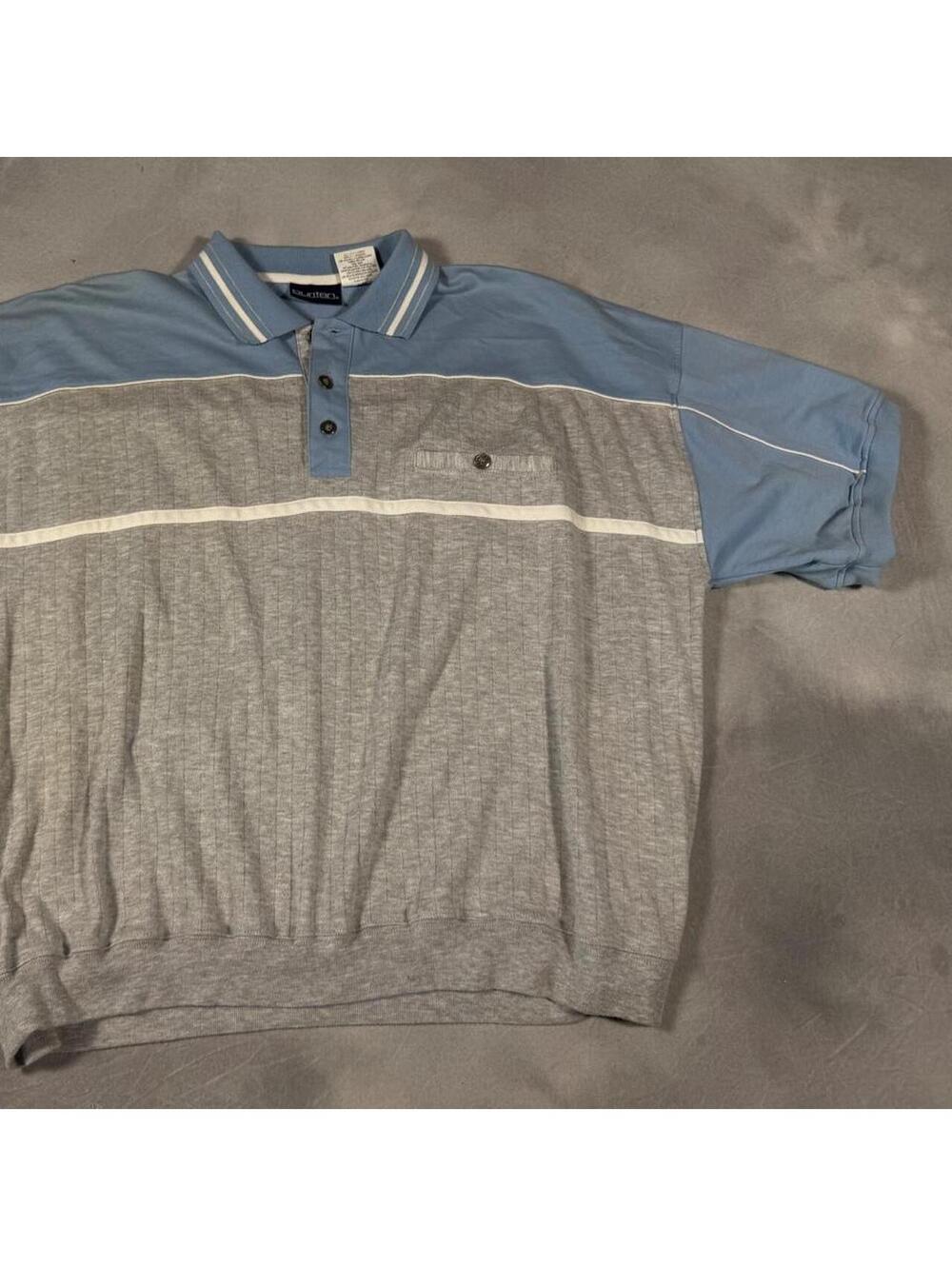 Late 90s / Y2K Puritan Color Block Polo Shirt Men’s XL Blue Gray Grandpa Style